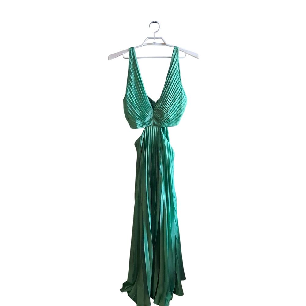 Abercrombie & Fitch Giselle pleated cut out maxi dress womens XL tall green